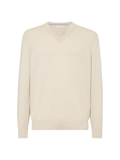 Brunello Cucinelli Men's Cashmere Sweater In Sand