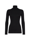 Brunello Cucinelli Women's Lightweight Turtleneck Sweater In Sparkling Cashmere And Silk Rib Knit In Noir