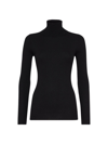 Brunello Cucinelli Women's Lightweight Turtleneck Sweater In Sparkling Cashmere And Silk Rib Knit In Black