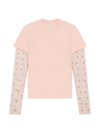 GIVENCHY WOMEN'S OVERLAPPED SLIM FIT T-SHIRT IN COTTON AND 4G LACE