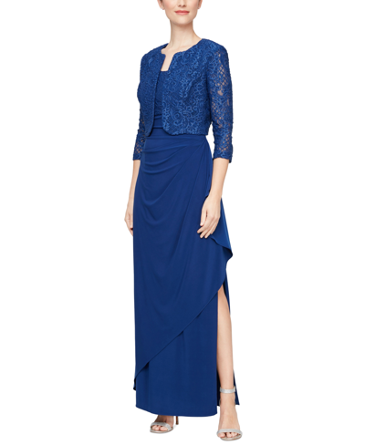 Alex Evenings Embellished Gown And Jacket In Royal