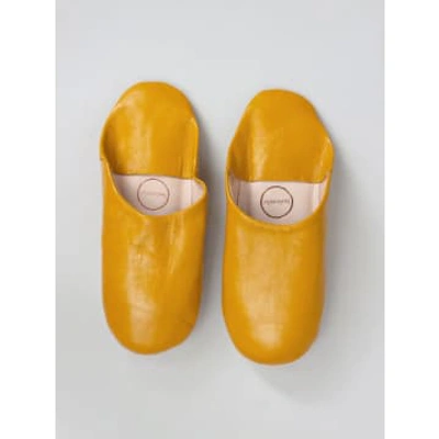 Bohemia Moroccan Babouche Basic Slippers, Mustard In Orange