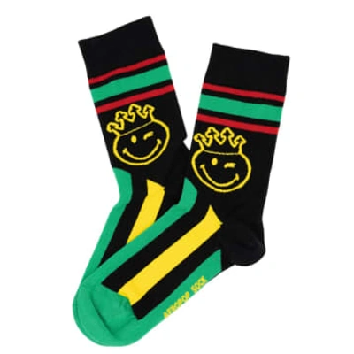 Afro Pop Socks Crown Smiley World Socks In Black