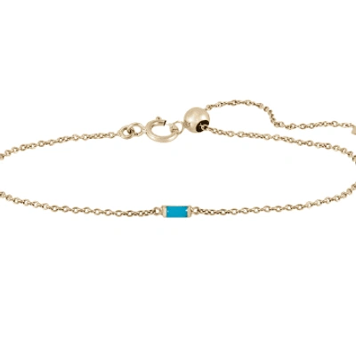 Metier Baguette Turquoise Gemstone Adjustable Bracelet In Yellow