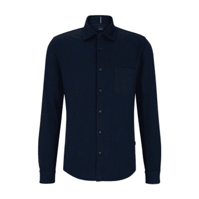 Hugo Boss Boss Mysoft Plain Shirt Col: 404 Navy, Size: Xl In Blue