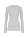 Brunello Cucinelli Women's Sparkling Cashmere And Silk Rib Knit Lightweight Sweater In Light Grey