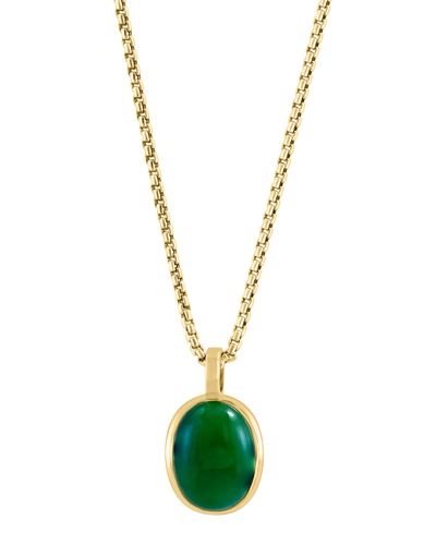 Effy Collection Effy Men's Dyed Jade Oval Cabochon 22" Pendant Necklace In Gold-plated Silver In Gold Over Silver
