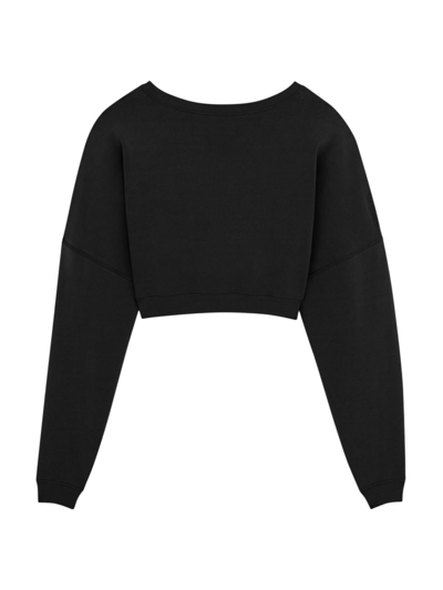 Saint Laurent Balloon-sleeves Cropped Sweatshirt In Black