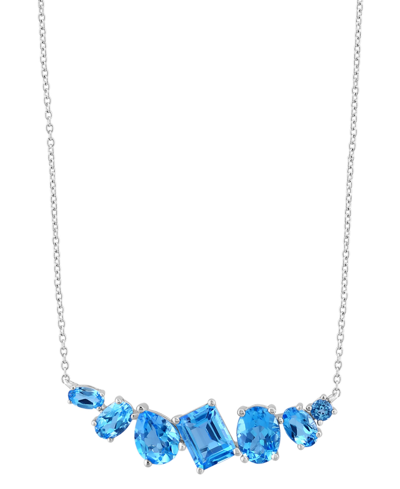 Effy Collection Effy Blue Topaz Multi-cut 18" Collar Necklace (6-1/10 Ct. T.w.) In 14k White Gold