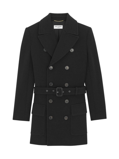 Saint Laurent Women's Saharienne Jacket In Wool-blend Jersey In Black