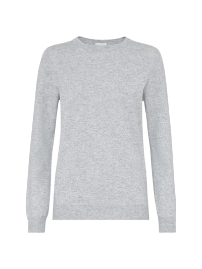 Brunello Cucinelli Women's Cashmere Sweater With Monili In Light Grey