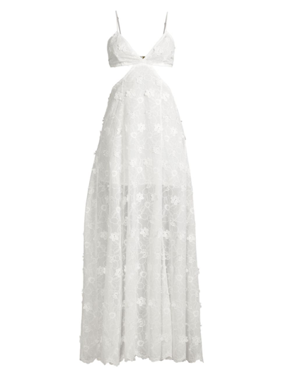 Milly Women's Vivianne Floral Cut-out Maxi Dress In White