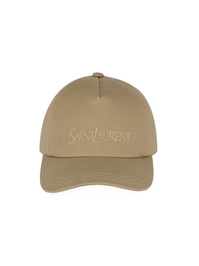 Saint Laurent Men's Cap In Gabardine In Beige