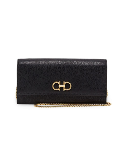 Ferragamo Women's Gancini Soft Wallet-on-chain In Nero