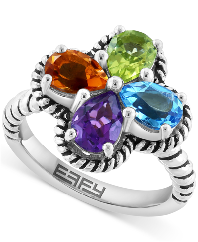 Effy Collection Effy Multi-gemstone Flower Ring (2-7/8 Ct. T.w.) In Sterling Silver