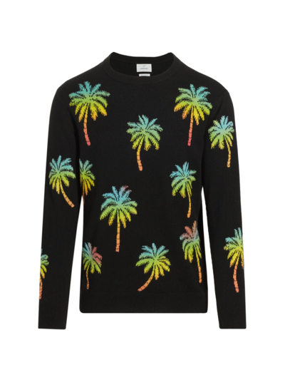 Harden Men's Ombré Palm Tree Crewneck Sweater In Black Rainbow