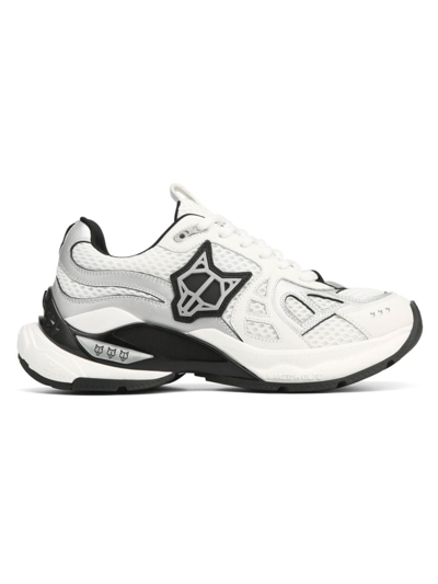 Naked Wolfe Womens White Smash Logo-embossed Leather And Mesh Low-top Trainers In White Multi