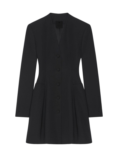 Givenchy Hourglass Tailored Wool Mini Dress In Black