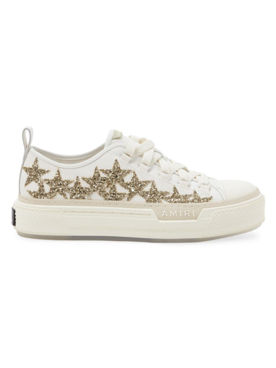 Amiri Women's Glitter Stars Low-top Cour Sneakers In Gold