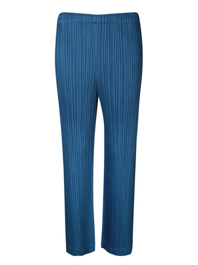 Issey Miyake Cropped Design Trousers In Blue