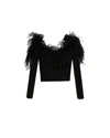 GEMY MAALOUF OFF-SHOULDERS FEATHERED TOP - TOPS