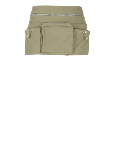 Dion Lee Belted Cotton-blend Canvas Mini Skirt In Grey