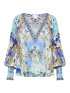 CAMILLA WOMEN'S EMBELLISHED GRAPHIC SILK BLOUSE