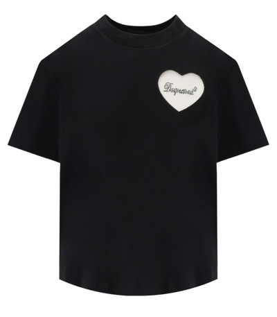 Dsquared2 Boxy Fit Heart Black T-shirt