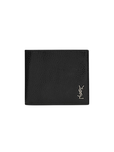 Saint Laurent Men's Tiny Cassandre East West Wallet In Black