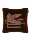 Etro Pegaso Embroidered Cushion In Brown