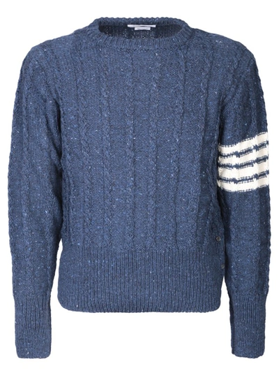 Thom Browne Striped Details Pullover In Blue