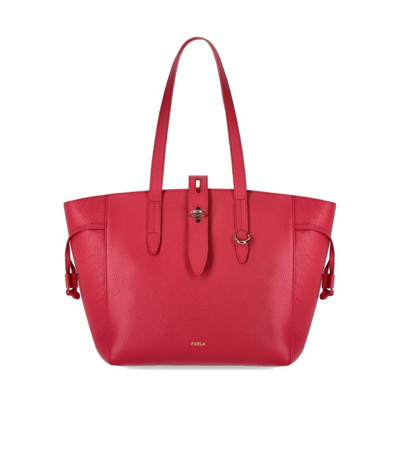 Furla Large Net Leather Tote Bag In Red