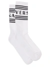 VERSACE WHITE SOCKS WITH LOGO IN COTTON