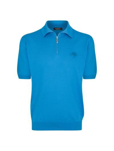 Stefano Ricci Men's Zip Polo Shirt In Blue