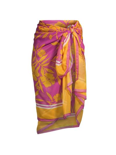 Milly Women's Marigold Floral Chiffon Sarong In Neutral