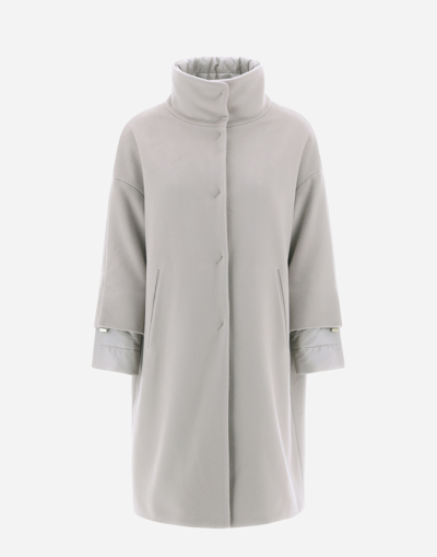 Herno Business Cashmere And Nylon Ultralight Coat In Grey Pearl