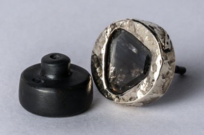 Parts Of Four Stud Earring (fuse, 0.6 Ct, Diamond Slab, Ka10kw+dia) In Black 10k White Gold