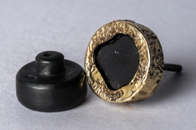 Parts Of Four Stud Earring (fuse, 0.6 Ct, Diamond Slab, Ka18k+dia) In Black 18k Gold