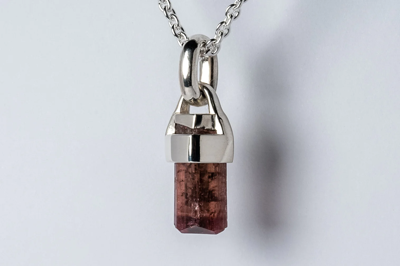 Parts Of Four Talisman Necklace Specimen (50cm, Brace-held, Healed, Rubellite, Pa+rbl) In Polished Sterling Silver