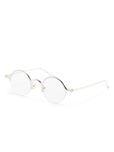 Rigards Polished Silver Frame Glasses In Sterling Silver/dark Grey