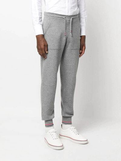 Thom Browne Cashmere Knitted Track Trousers In 055 Light Grey