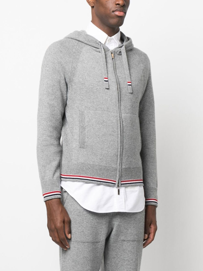 Thom Browne Men Cashmere Zip-up Hoodie In 055 Light Grey