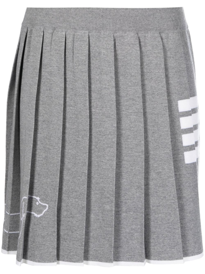 Thom Browne Hector Icon Pleated Mini Skirt In 055 Lt Grey