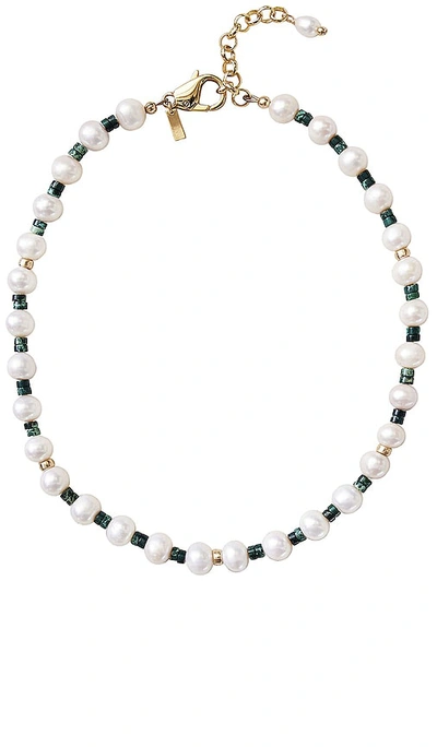 Eliou Fern Necklace In Pearl & Green
