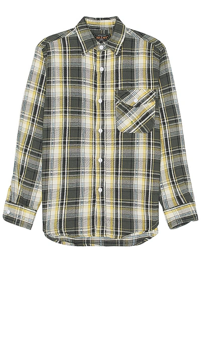 Beams Guide Dobby Nel Check Shirt In Grey