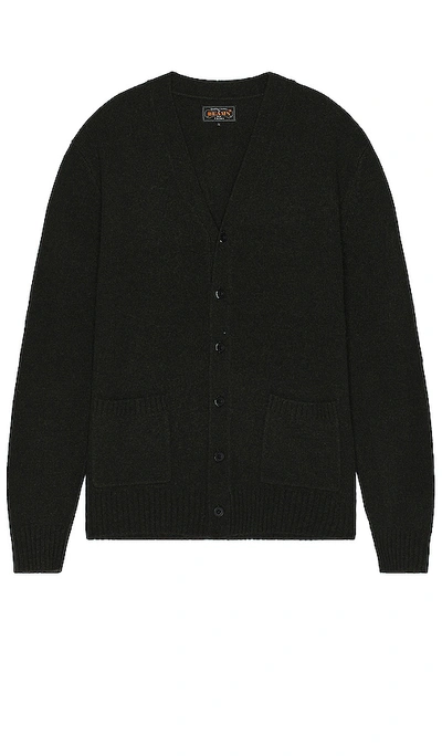 Beams Elbow Patch Cardigan In Olive