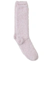 Barefoot Dreams Cozychic Womens Heathered Socks In Heather Dusty Rose/white
