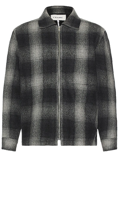 Frame Plaid Wool Jacket In Grey