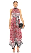 Alice And Olivia Mertie Print Tie Waist Sleeveless Maxi Dress In Red
