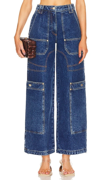 Cult Gaia Women's Wynn Cargo Straight-leg Jeans In Blue